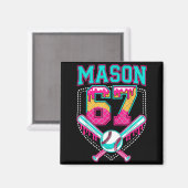 Trendy Mason 67 Mem Ice Cream Drip Baseball Birthd マグネット (正面/裏面)