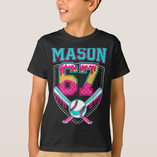 Trendy Mason 67 Mem Ice Cream Drip Baseball Birthd Tシャツ (正面)