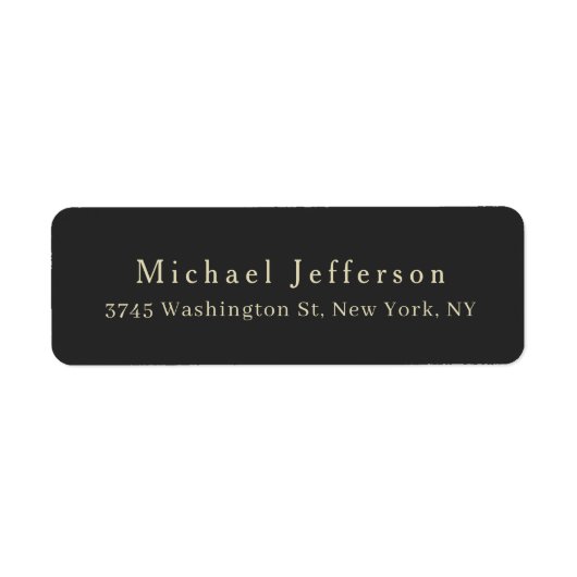 Trendy Matte Black Minimalist Own Name Address ラベル (正面)