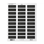 Trendy Matte Black Minimalist Own Name Address ラベル (フルシート)