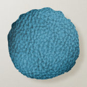  Trendy Medium Blue Faux Leather Design  ラウンドクッション (裏面)