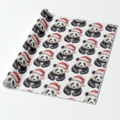 Trendy Merry Christmas Cute Panda Bear Pattern ラッピングペーパー (アンロールド)