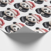 Trendy Merry Christmas Cute Panda Bear Pattern ラッピングペーパー (角)