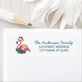 Trendy Merry Christmas Flamingo Return Address ラベル (インサイチュ)