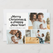 Trendy Merry Christmas Happy New Year Photo Grid シーズンカード (正面)