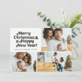 Trendy Merry Christmas Happy New Year Photo Grid シーズンカード (スタンド正面)