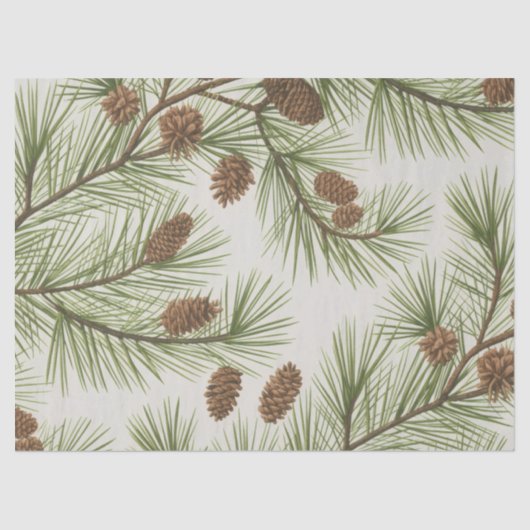 Trendy Merry Christmas Pine Cones and Branches     薄葉紙 (正面)