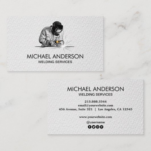 Trendy Metal Welding Fabrication Contractor Welder 名刺 (正面/裏面)