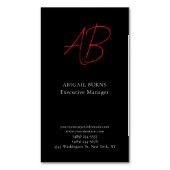 Trendy Minimalist Modern Monogrammed Plain Black マグネット名刺 (正面縦)
