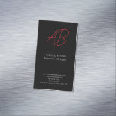 Trendy Minimalist Modern Monogrammed Plain Black マグネット名刺 (インサイチュ)