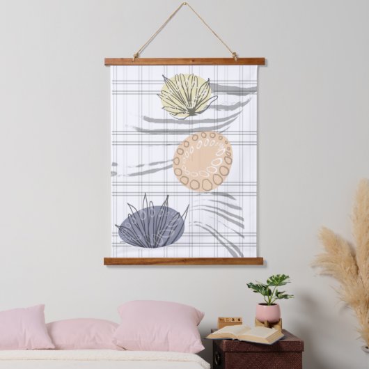 Trendy modern Abstract floral 吊り下げ型タペストリー (寝室)