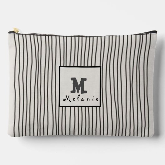 Trendy modern art lines Abstract minimal Monogram  アクセサリーポーチ (正面)