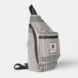 Trendy modern art lines Abstract minimal Monogram  スリングバッグ