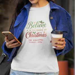 Trendy Modern Believe in Christmas Family Matching Tシャツ