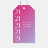 Trendy Modern Bold Pink Gradient 21st Birthday ギフトタグ (裏面)