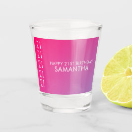 Trendy Modern Bold Pink Gradient 21st Birthday ショットグラス