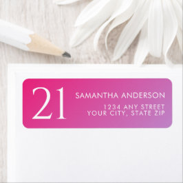 Trendy Modern Bold Pink Gradient 21st Birthday ラベル