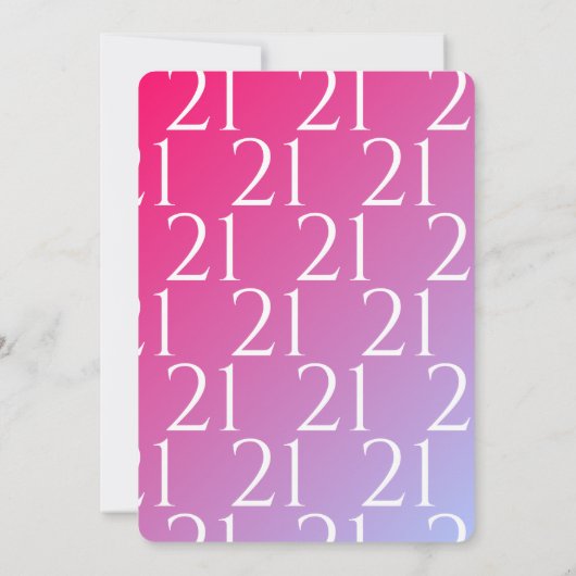 Trendy Modern Bold Pink Gradient 21st Birthday 招待状 (裏面)