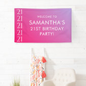 Trendy Modern Bold Pink Gradient 21st Birthday 横断幕 (インサイチュ)