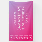 Trendy Modern Bold Pink Gradient 21st Birthday 横断幕 (縦)