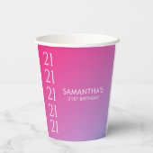 Trendy Modern Bold Pink Gradient 21st Birthday 紙コップ (裏面)