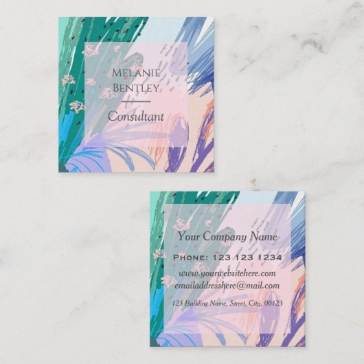 Trendy Modern Botanical Art Eye Catching スクエア名刺 (正面/裏面)