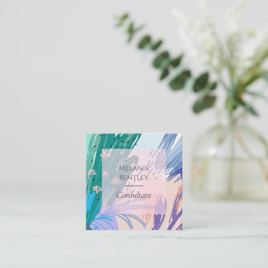 Trendy Modern Botanical Art Eye Catching スクエア名刺 (スタンド正面)
