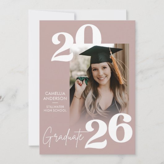Trendy Modern Casual Photo Graduation 招待状 (正面)