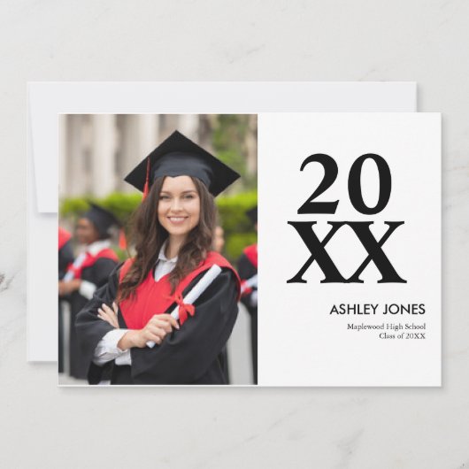 Trendy Modern Casual Photo Graduation Invitation 招待状 (正面)