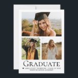 Trendy Modern Classic Graduation Photos  招待状<br><div class="desc">Celebrate your graduate’s milestone with this modern three photo graduation announcement postcard. Featuring a stylish collage layout with one large portrait and two supporting photos, this design allows you to showcase multiple favorite memories from your graduate’s journey. The clean, modern typography paired with a minimal layout keeps the focus on...</div>