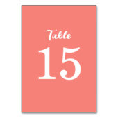 Trendy Modern Coral Pink Orange Wedding テーブルナンバー (裏面)
