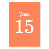 Trendy Modern Coral Pink Orange Wedding テーブルナンバー (正面)