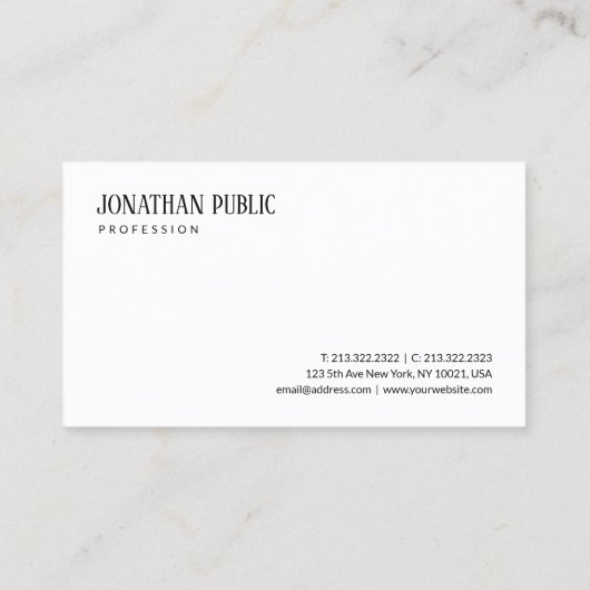 Trendy Modern Elegant Clean Sleek Design Template 名刺 (裏面)