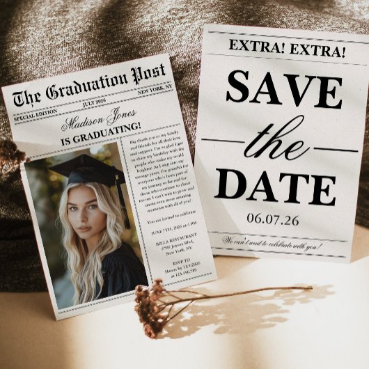 Trendy Modern Fun Photo Graduation  招待状