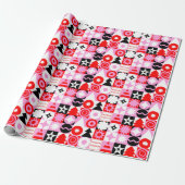 Trendy Modern Geometric Christmas Pattern Red Pink ラッピングペーパー (アンロールド)
