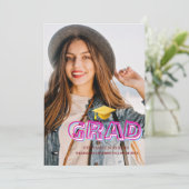 Trendy Modern Grad Photo Graduation 2026 招待状 (スタンド正面)