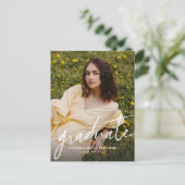 Trendy modern graduate simple two photo graduation ポストカード (スタンド正面)