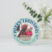 Trendy Modern Handwritten Christmas Photo Card 招待状 (スタンド正面)