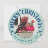 Trendy Modern Handwritten Christmas Photo Card 招待状 (正面)