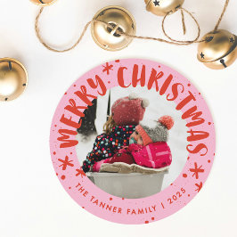 Trendy Modern Handwritten Christmas Photo Card 招待状