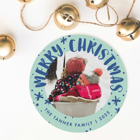 Trendy Modern Handwritten Christmas Photo Card 招待状