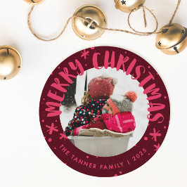 Trendy Modern Handwritten Christmas Photo Card 招待状