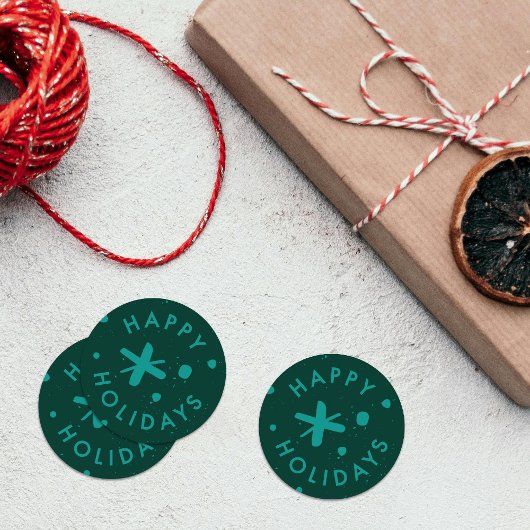 Trendy Modern Handwritten Happy Holidays Sticker ラウンドシール