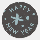 Trendy Modern Handwritten Happy New Year Sticker ラウンドシール (正面)