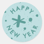 Trendy Modern Handwritten Happy New Year Sticker ラウンドシール (正面)