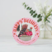 Trendy Modern Handwritten Holiday Photo Card 招待状 (スタンド正面)