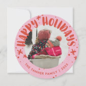 Trendy Modern Handwritten Holiday Photo Card 招待状 (正面)