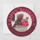 Trendy Modern Handwritten Holiday Photo Card 招待状 (正面)