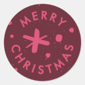 Trendy Modern Handwritten Merry Christmas Sticker ラウンドシール (正面)