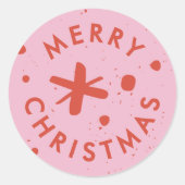 Trendy Modern Handwritten Merry Christmas Sticker ラウンドシール (正面)